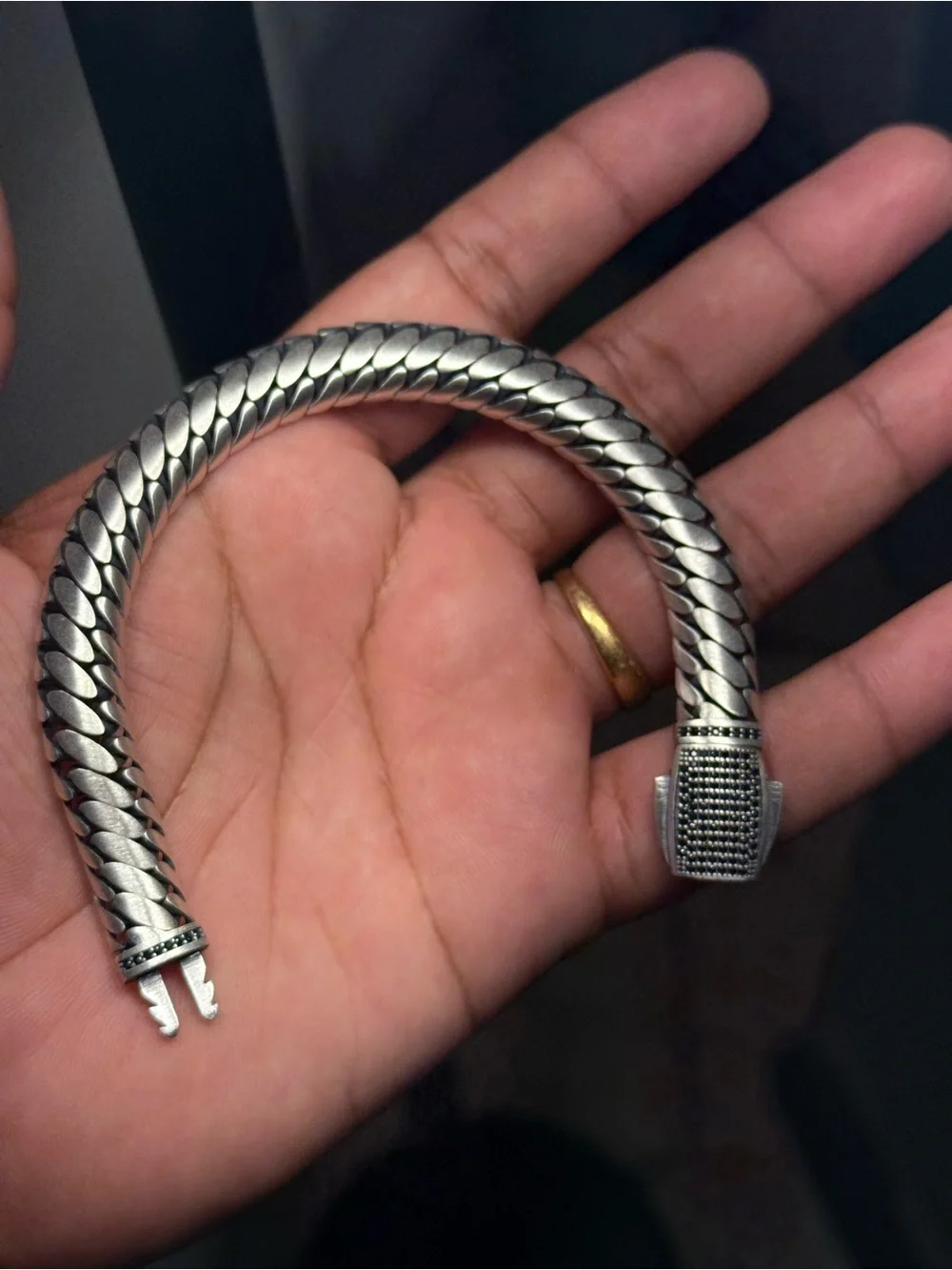925 Sterling Silver Handmade Black Oxidized Cuban Link Bracelet 10.75mm 8